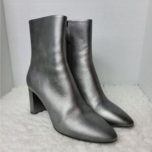 Yves Saint Laurent YSL Womens Size 8.5 Boots Gunmetal Gray Lou Zipper Bootie